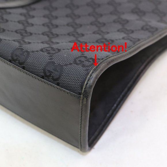 Auth Gucci Tote Bag Black Canvas #4880G69 - Picture 5 of 9
